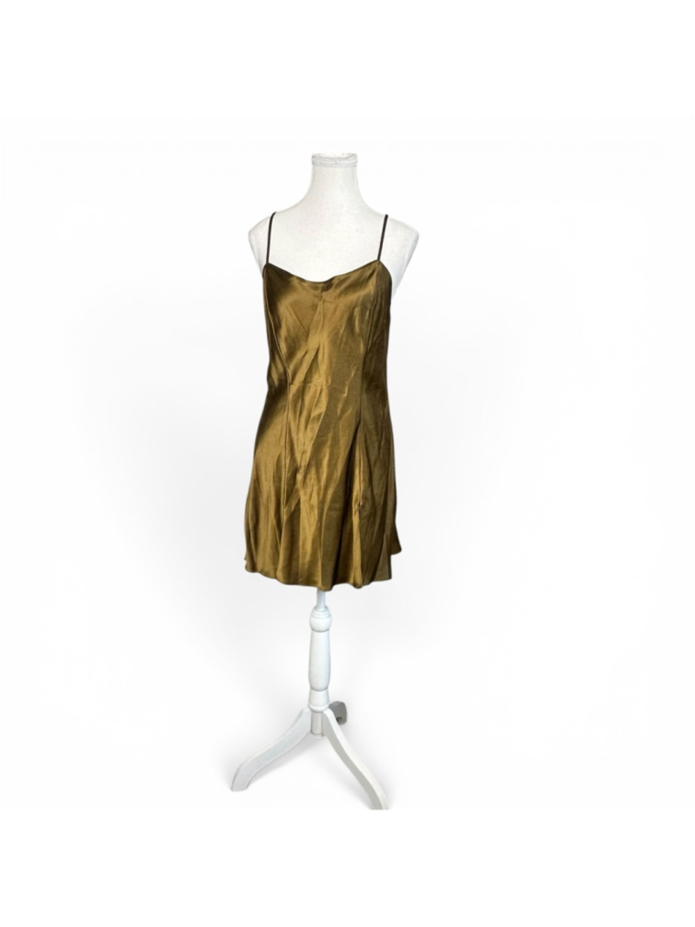 Vintage Victoria’s Secret Silk Slip Dress Gold Bronze Mini Y2K 90s Lingerie